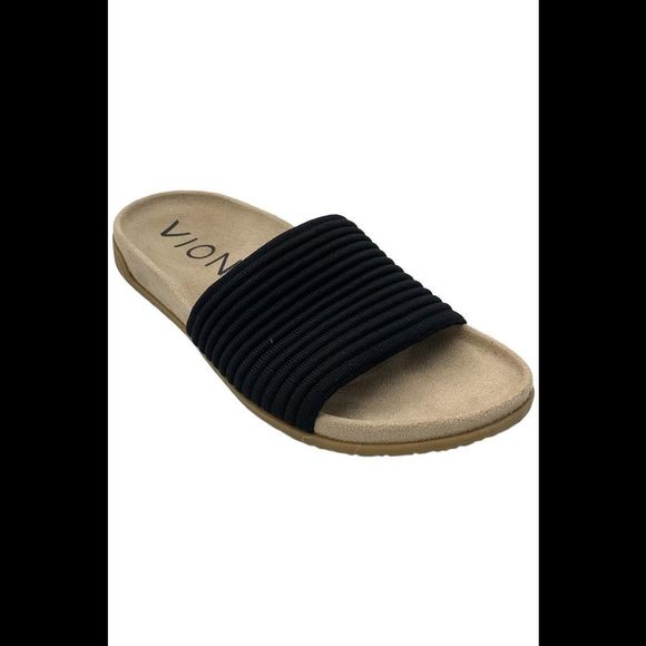 Vionic Women's Evie Knit Slip-On Slide Sandal Black - Wide - Picture 1 of 3